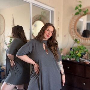 Torrid Gray Cut Out Mini Dress | Long Top